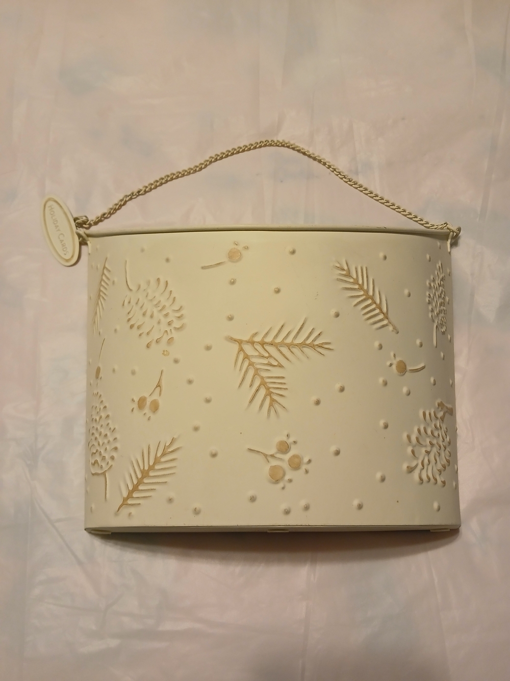 Hallmark Cream Embossed Pinecone Decorative Wall Basket